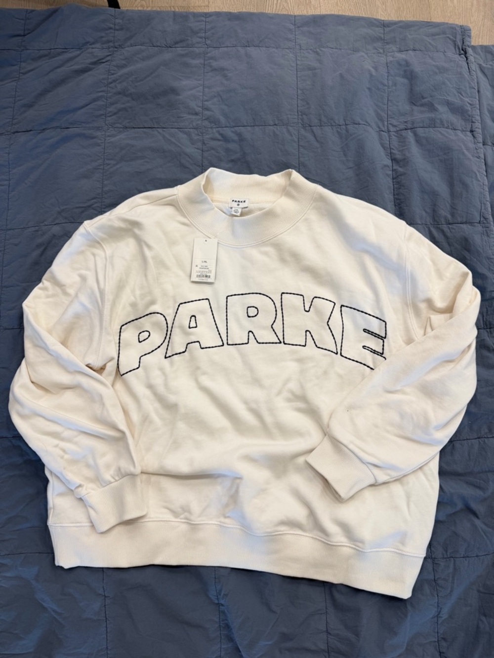 Parke White Embroidered Logo Oversized Sweatshirt L/XL